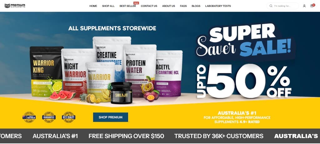 Premium Supps Shopify health supplements ecommerce store preview